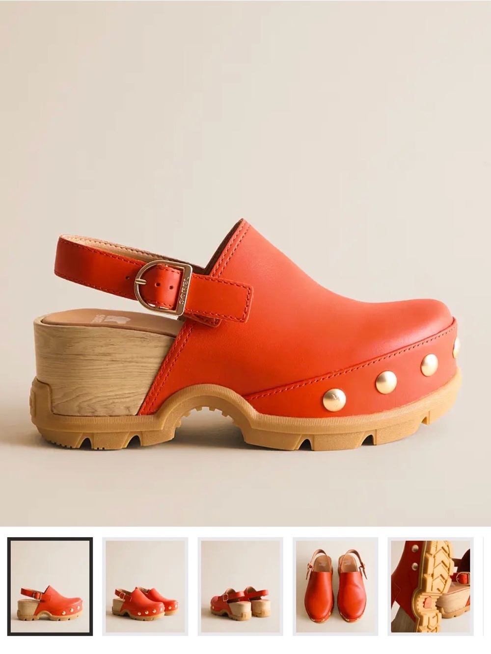 Sorel Orange Slingback Stud-Accent Clog
